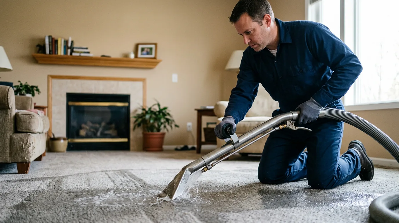 Water damage restoration technician working near Lincoln, DE